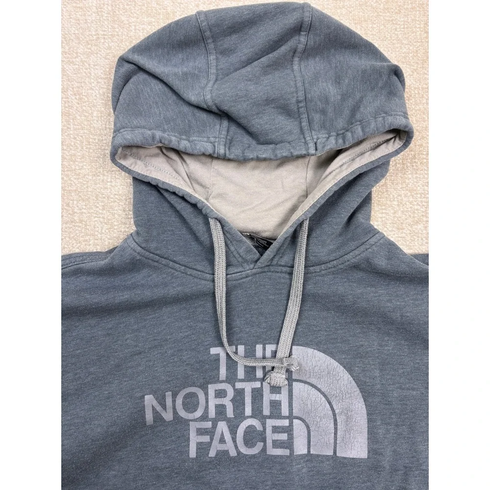 The North Face Mens Blue Gray Heather Logo Pullover Hoodie Size Medium